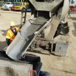 Concrete coming out of the truck into the pump