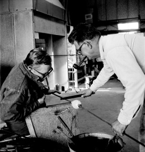 Dominick Labino Working in His Studio Photographed by Robert C. Florian, 1960’s Gift of Robert C. Florian