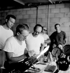 Harvey Littleton watching flameworking demonstration Studio Glass Workshop, Toledo Museum of Art Photographed by Robert C. Florian, June 1962 Gift of Robert C. Florian