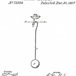 The patent for the counterbalanced candleholder, granted to Charles Kirchhof in 1867. (From pg. 12 of The golden glow of Christmas past, v. 16, no. 1, Feb. 1995)