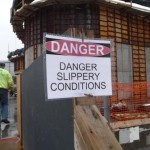 Workers take extra care when the conditions are slippery