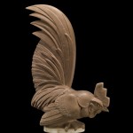 Model for an Automobile Mascot, Paperweight, or Bookend, Coq nain (Bantam rooster), cast plaster, paint. René Lalique (French, 1860–1945). France, Combs-la-Ville or Wingen-sur-Moder, 1928. H. 20.1 cm, W. 14.4 cm, D. 6.6 cm.