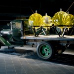 Farm Tool, Donald Lipski, 1993. 1932 Ford truck, four 200-liter Pyrex® boiling flasks; yucca plants in a preservative solution.