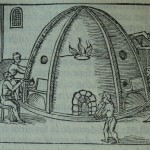 Illustration of glassblowers working at a furnace, from De la pirotechnia