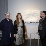 Rakow Commission artist Amber Cowan along with Karol Wight, executive director, and Tina Oldknow, senior curator of modern and contemporary glass