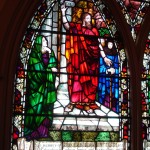 Eastman Memorial Window designed by Whitefriars and installed in Park Church in Elmira, NY. The window’s title is “Paul Preaching On Mars Hill,” as the man standing atop the steps, preaching before a crowd, is likely Saint Paul.