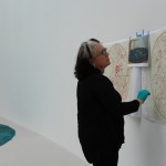 Tina helps install Kiki Smith's Constellation in the new Contemporary Art + Design Wing.