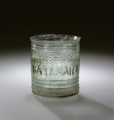 Beaker with Greek Inscription, Roman Empire, 1-99. 59.1.79.