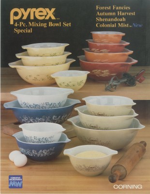 “Pyrex® ware 4-pc. Mixing Bowl Set Special” advertisment. Published by Corning Glass Works, [1979-1986]. Gift of digital image courtesy of World Kitchen, LLC. CMGL 144845.