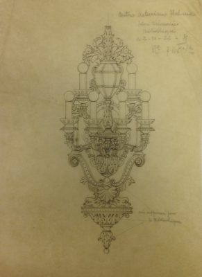 Design drawing for lighting fixture in library