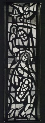 An “After Treatment” photograph of the silver gelatin photograph with applied black painted media depicting the cement matrix (170cm x 51cm)