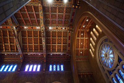 Interior of Temple Emanu-El in New York City. The windows that matched the cartoons we treated in the lab were high up in the clerestory.