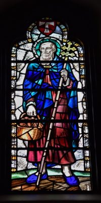 Stained glass window depicting St. Philip in Calvary Church, Summit, NJ, dedicated to a member of the parish in early 1970s.