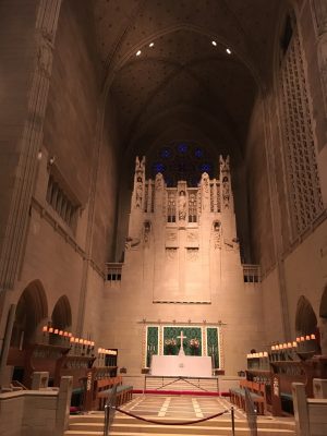 Interior of the Church of the Heavenly Rest, New York City, altar at the east end of the church.