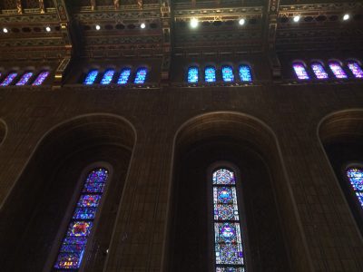 Interior of Temple Emanu-El, New York City, view of the west facing windows.