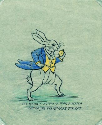 Drawing of the White Rabbit from Alice in Wonderland