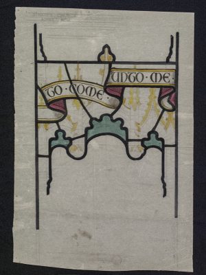 Tracing paper cartoon with applied color made for St. Mary’s Church, Ajmer, India, BIB#147185.