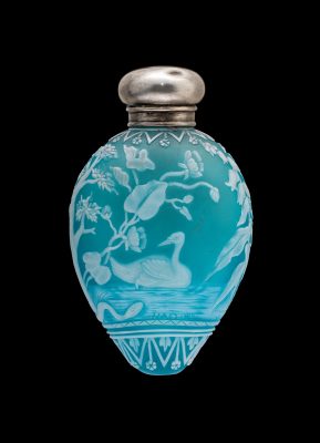 Cameo Scent Bottle with Swan and Dragonfly