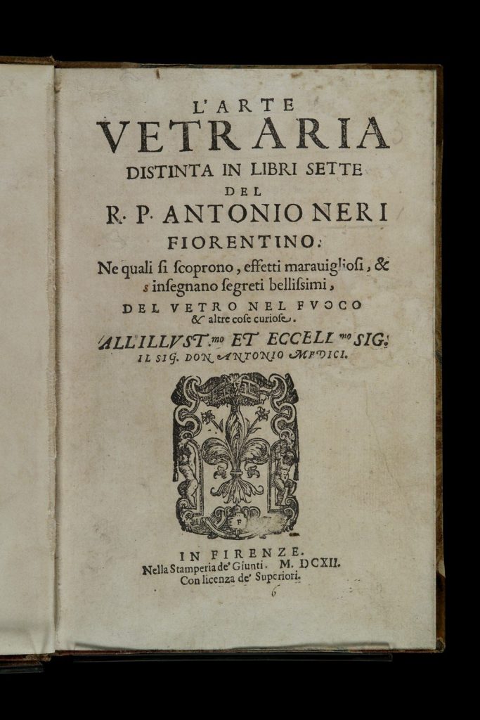 The title page of L’Arte Vetraria.