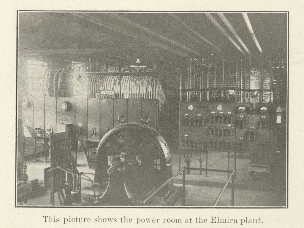 Photograph of the Elmira, NY, plant's power room.