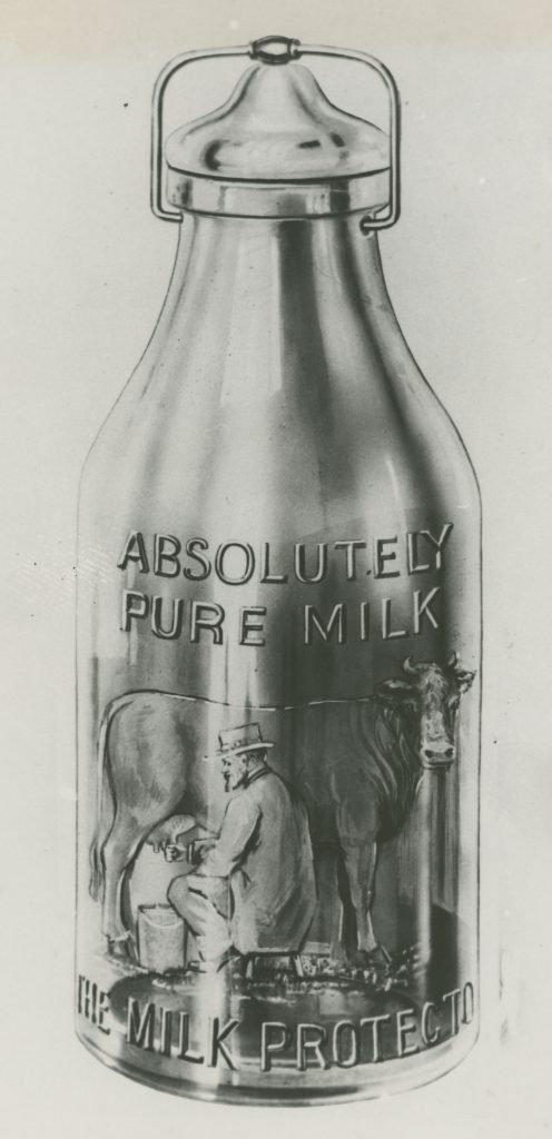 Glass milk bottle