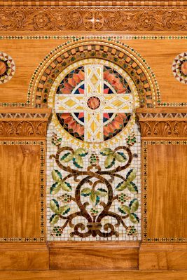 Detail of pulpit and altar railing, 1895–1897. Tiffany Glass and Decorating Company.