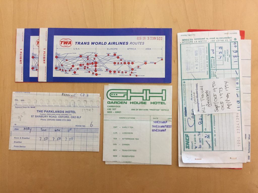 Some of Tait’s travel records and receipts.