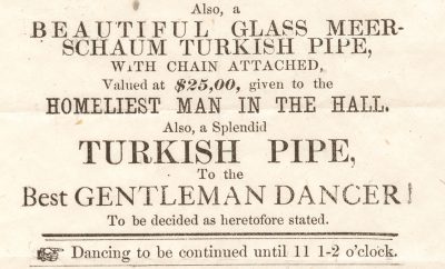 Glassworkers gave prizes to audience members who were particularly homely, handsome, good dancers, and good singers.