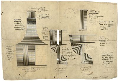 Design Drawing for Glasses with Bronzite Decoration, 1911.